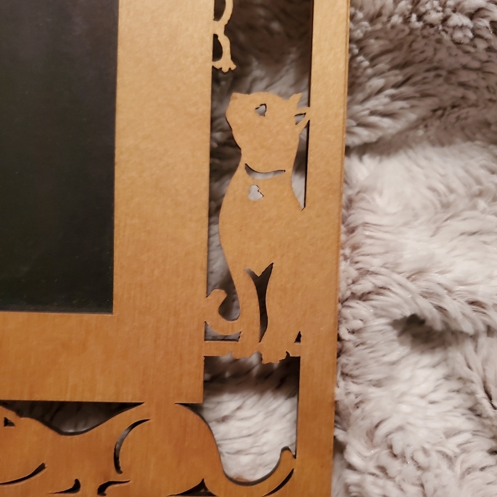 Vintage Novelty Carved Wood Intricate Cats Picture Frame 7" x 7" Rustic Decor - Picture 4 of 8